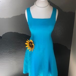 Aqua linen party dress